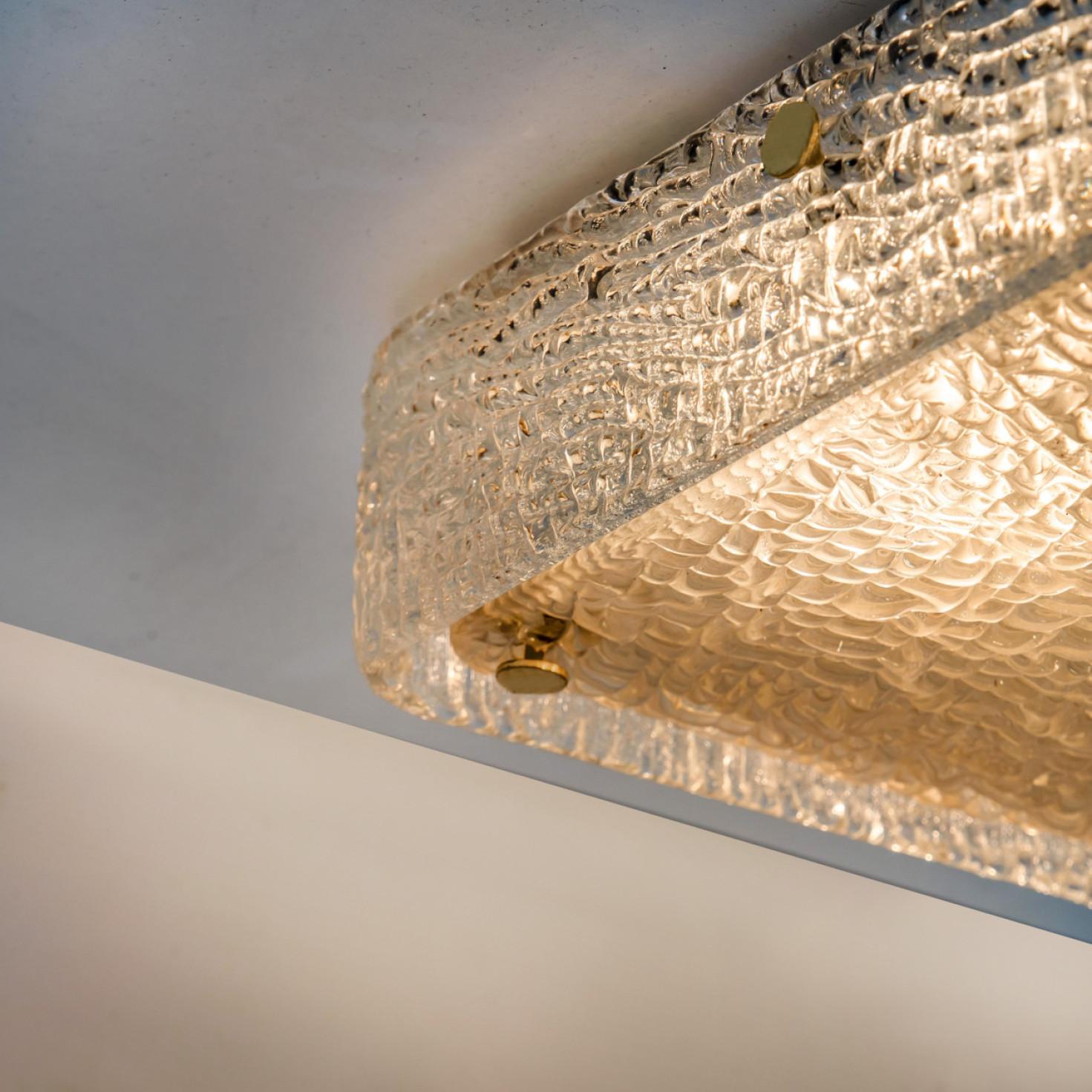 Einbaubeleuchtung aus silbernem Klarmessingglas von J.T. Kalmar, Österreich, 1960er-Jahre (Stahl) im Angebot