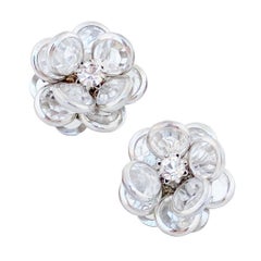 Vintage Silver & Clear Swarovski Crystal Flower Cluster Earrings, 1980s