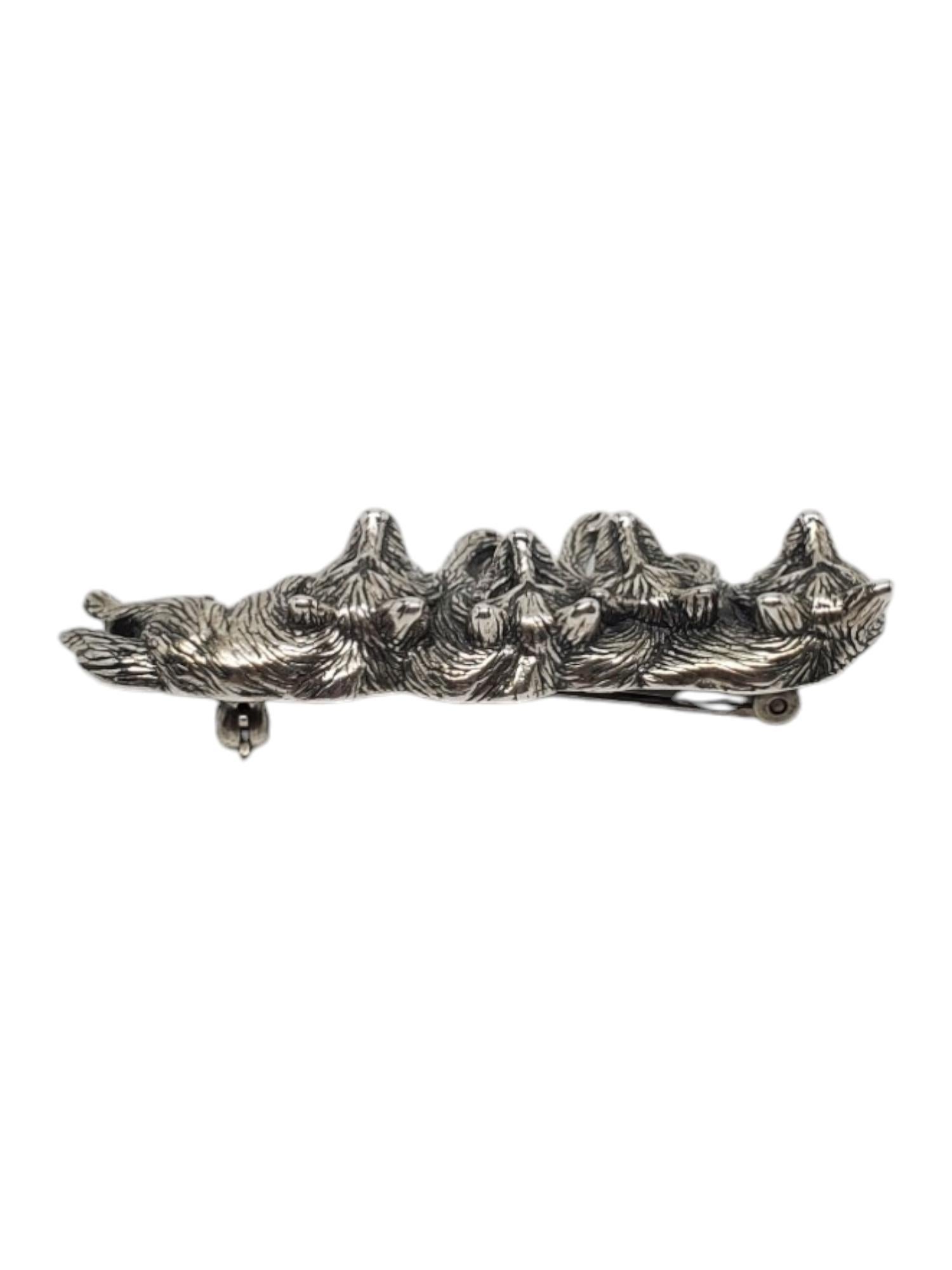 Silver Cloud Sterling Silver Wolf Pack Pin #17280 In Good Condition In Washington Depot, CT