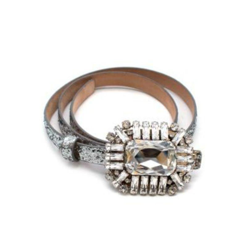 Silver Coarse Glitter Belt with Crystal Buckle - Size S In Good Condition For Sale In London, GB