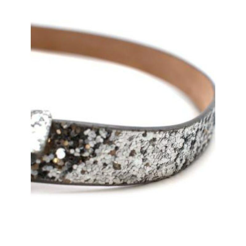 Silver Coarse Glitter Belt with Crystal Buckle - Size S For Sale 2
