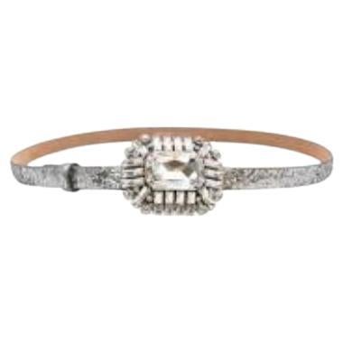 Silver Coarse Glitter Belt with Crystal Buckle - Size S For Sale