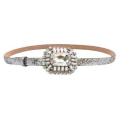 Silver Coarse Glitter Belt with Crystal Buckle - Size S