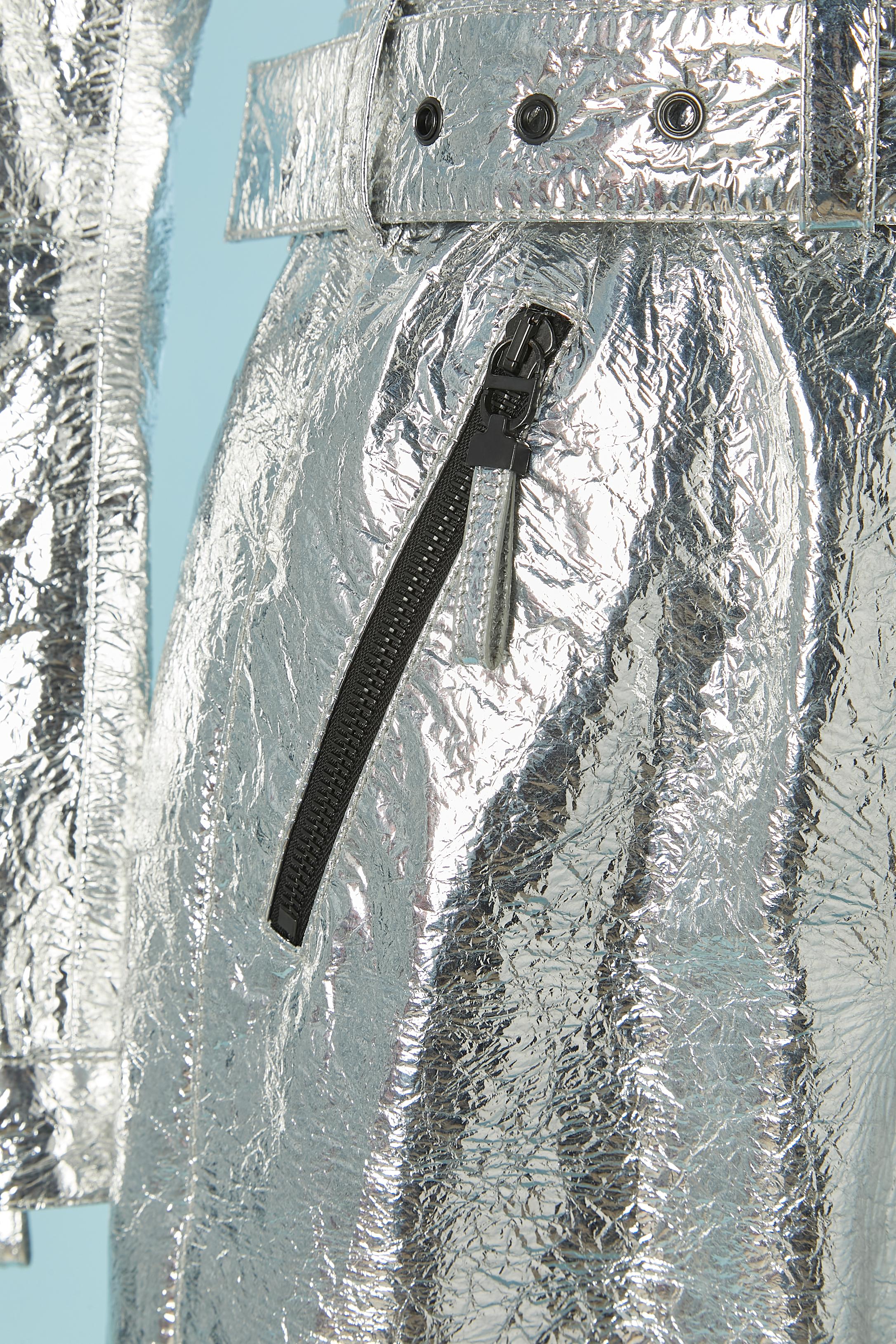 Silver coated leather jumpsuit CHRISTIAN DIOR In condizioni ottime in vendita a Saint-Ouen-Sur-Seine, FR