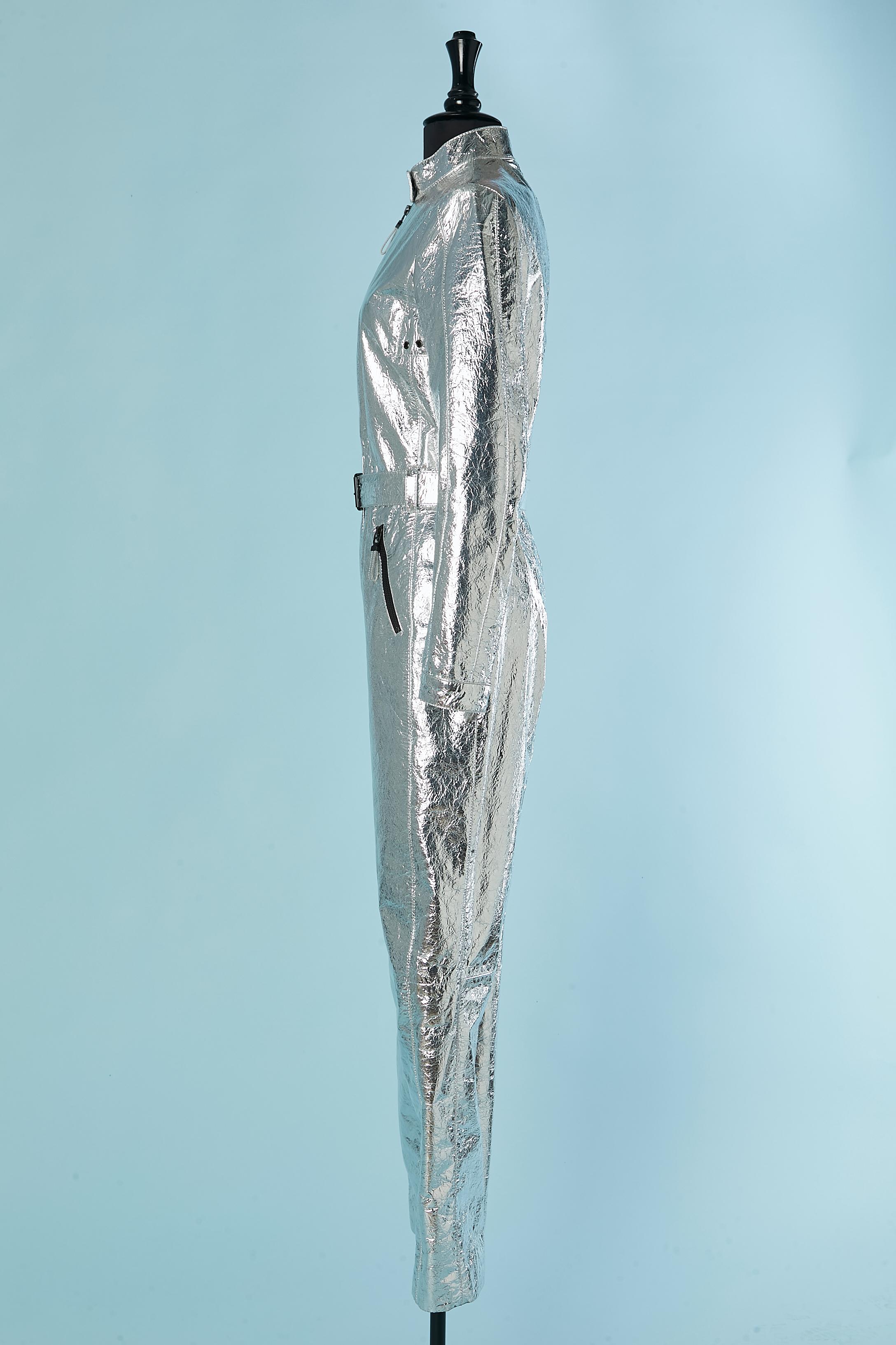 Silver coated leather jumpsuit CHRISTIAN DIOR in vendita 1