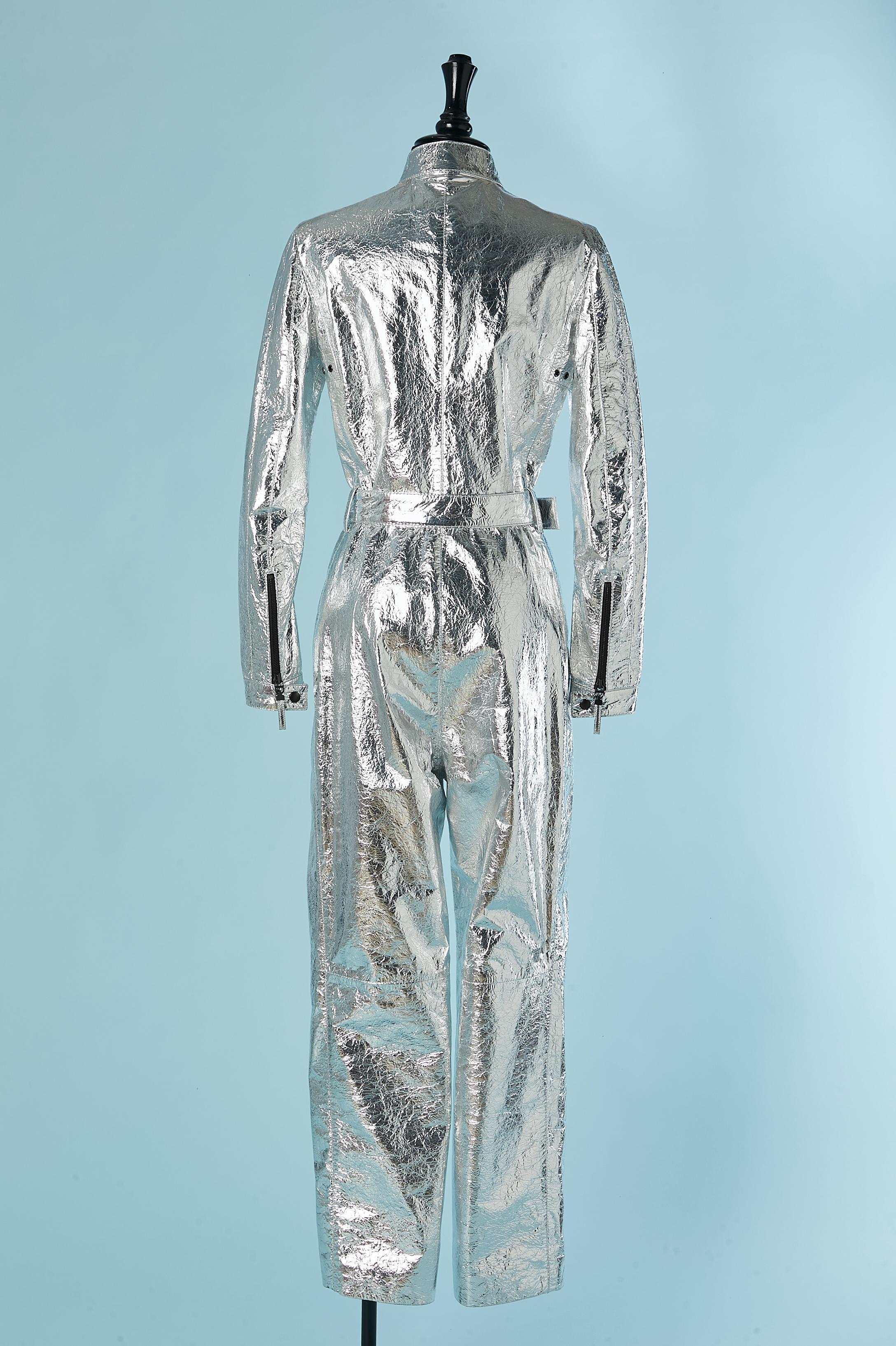 Silver coated leather jumpsuit CHRISTIAN DIOR in vendita 2