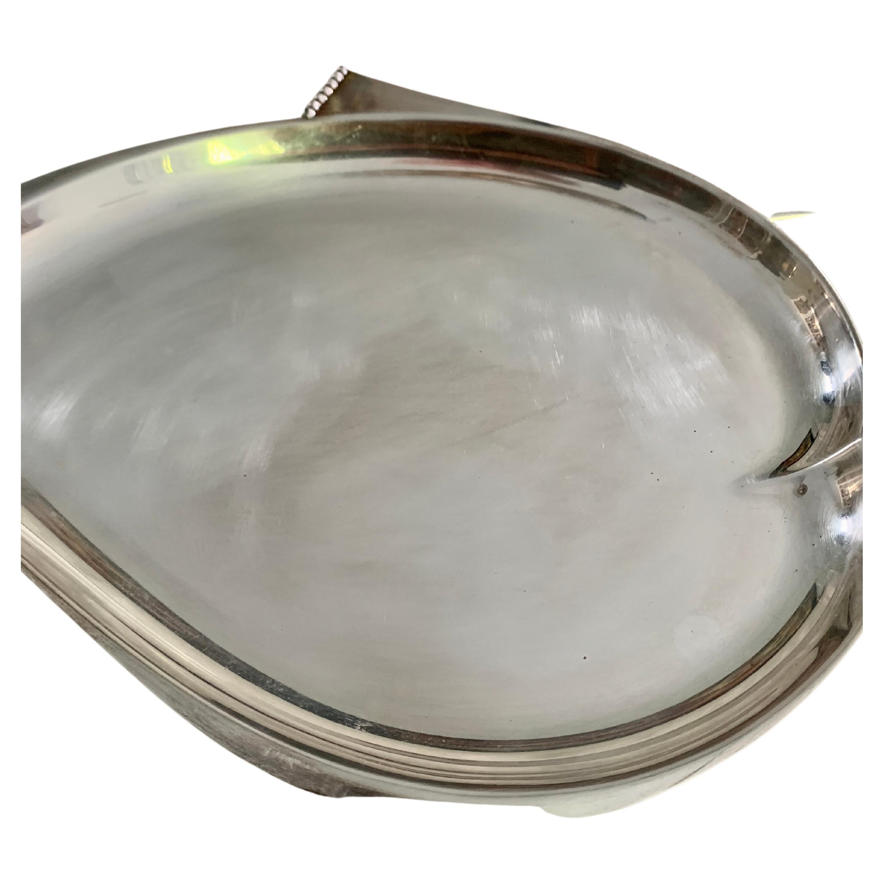 Mid-Century Modern Silver Cocktail Tray in the Style of Georg Jensen