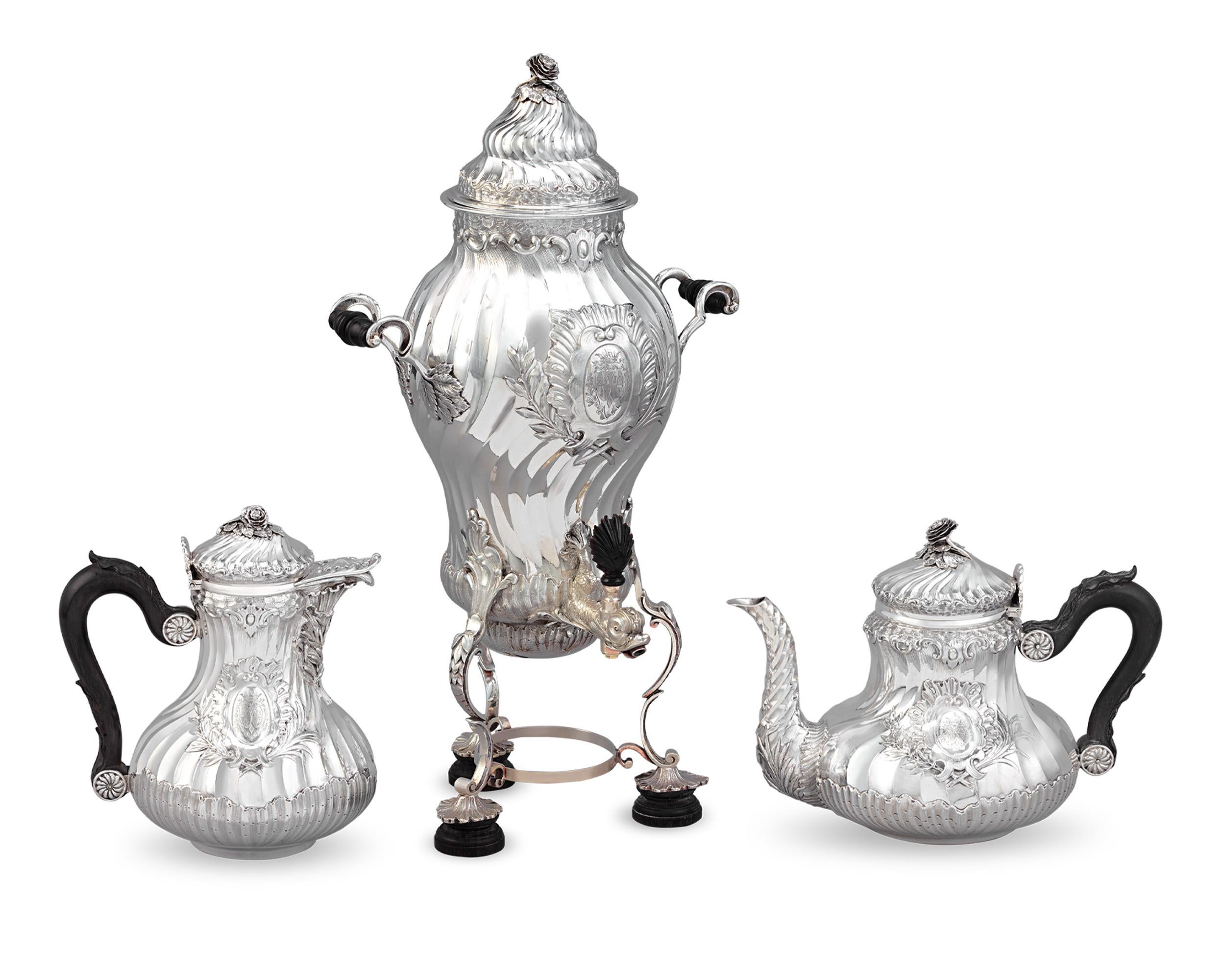 Silver Coffee and Tea Service by Boin-Taburet Paris In Excellent Condition In New Orleans, LA