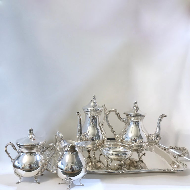 Silver Coffee and Tea Set, 6 Pieces, 925 Sterling Silver, Handmade ...