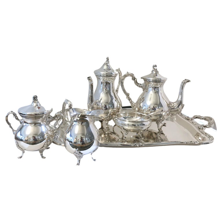 Silver Coffee and Tea Set, 6 Pieces, 925 Sterling Silver, Handmade ...