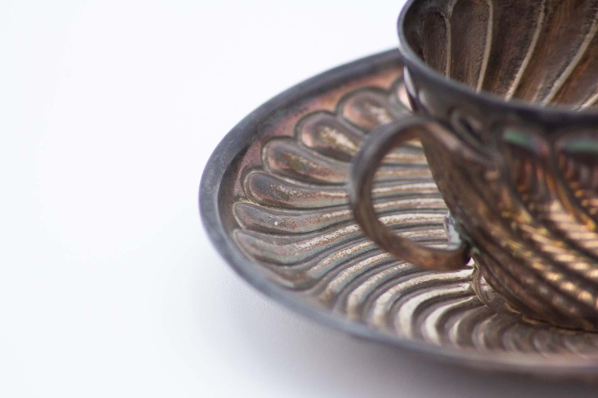 Européen Silver coffee cup and saucer en vente