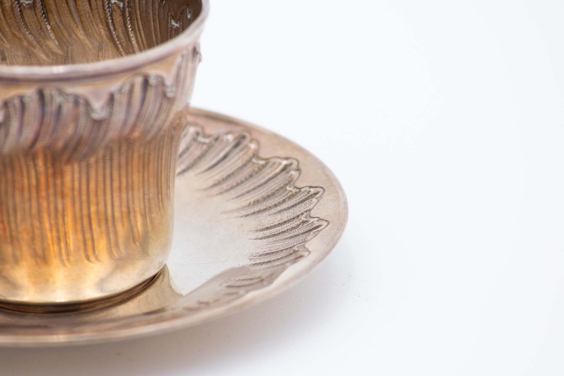 Européen Silver coffee cup and saucer en vente