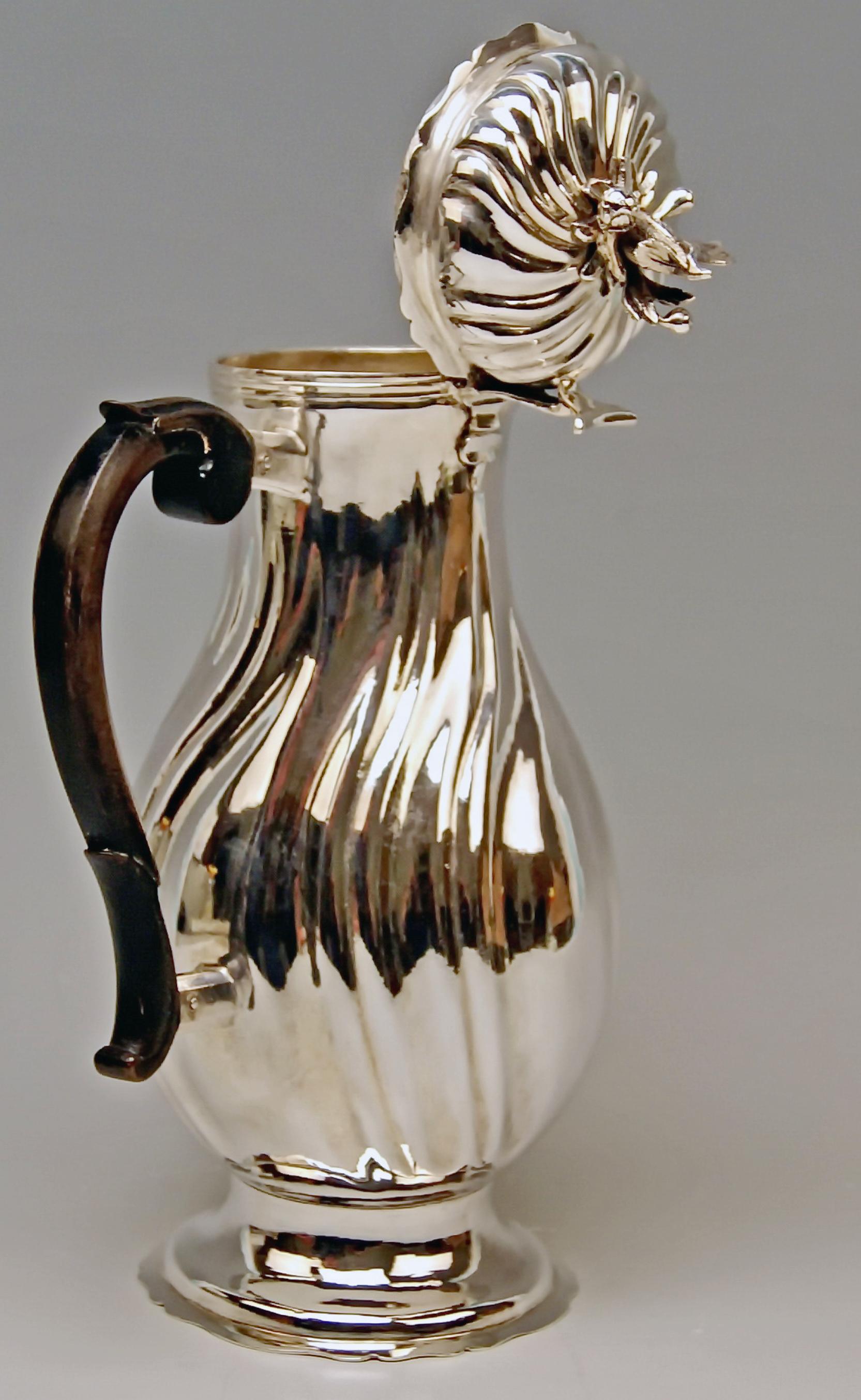 Late 18th Century Silver Coffee Pot Rococo Period Augsburg Germany Jacob Wilhelm Kolb