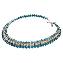 Silver Collar Necklace with Blue Swarovski Crystals, Dimitrios Exclusive K212