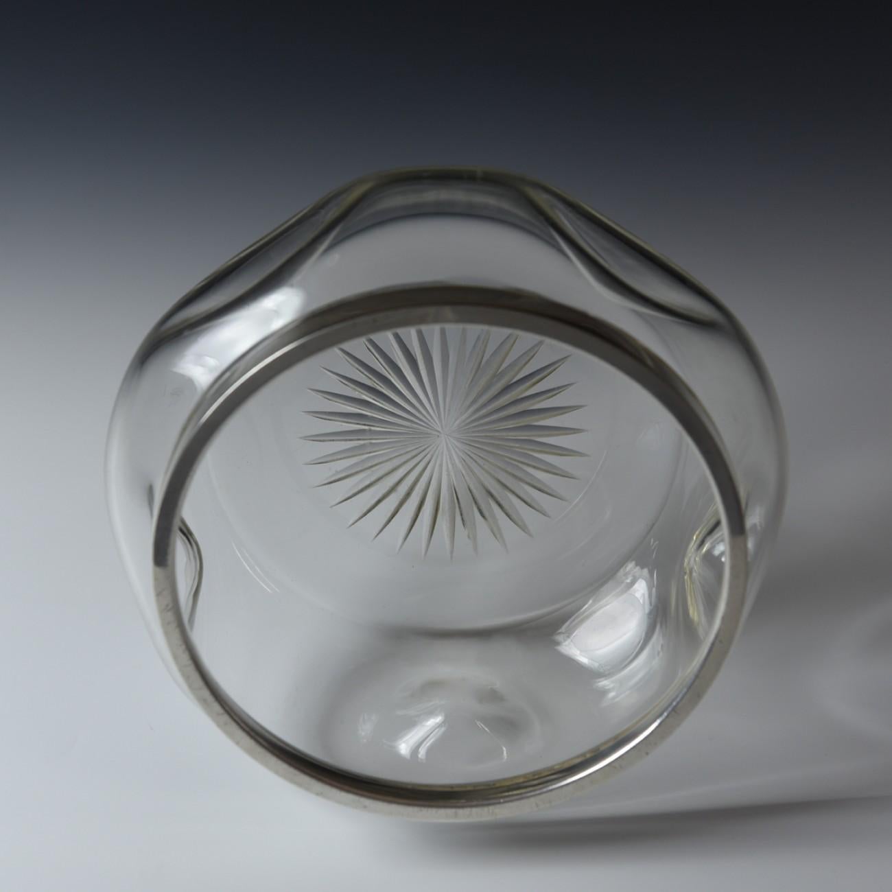 Early 20th Century Sterling Silver Collared Dimpled Glass Bowl, 1903