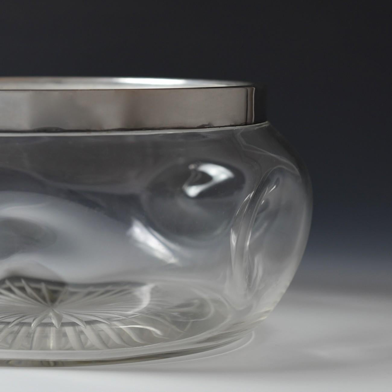 Sterling Silver Collared Dimpled Glass Bowl, 1903 2