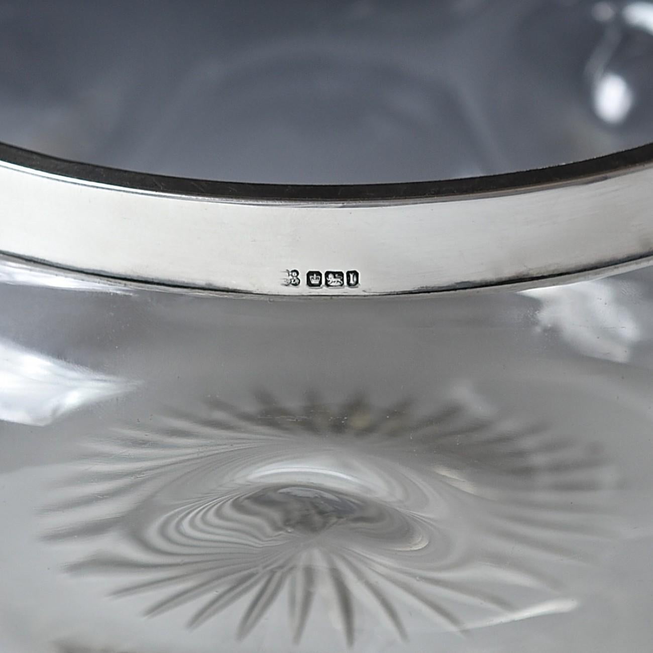 Sterling Silver Collared Dimpled Glass Bowl, 1903 3