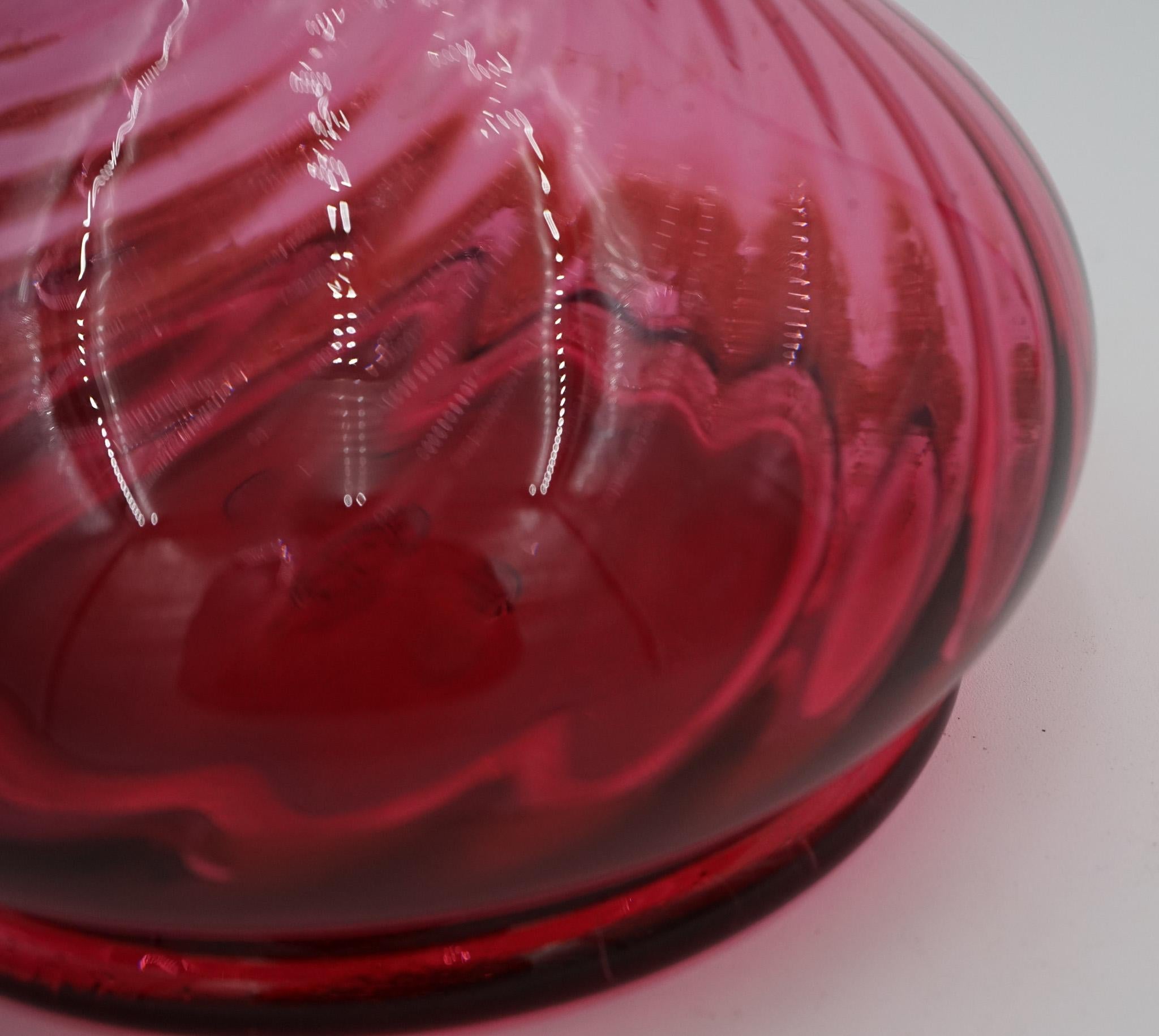 20th Century SILVER COLLARED HAND BLOWN CRANBERRY CRYSTAL DECANTER HARDWiCKE COLLECTION For Sale