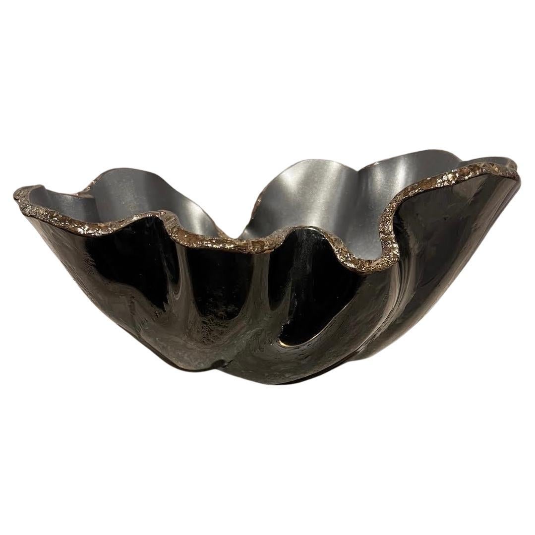 Bol en verre à forme libre de couleur Silver, Brésil, Contemporain