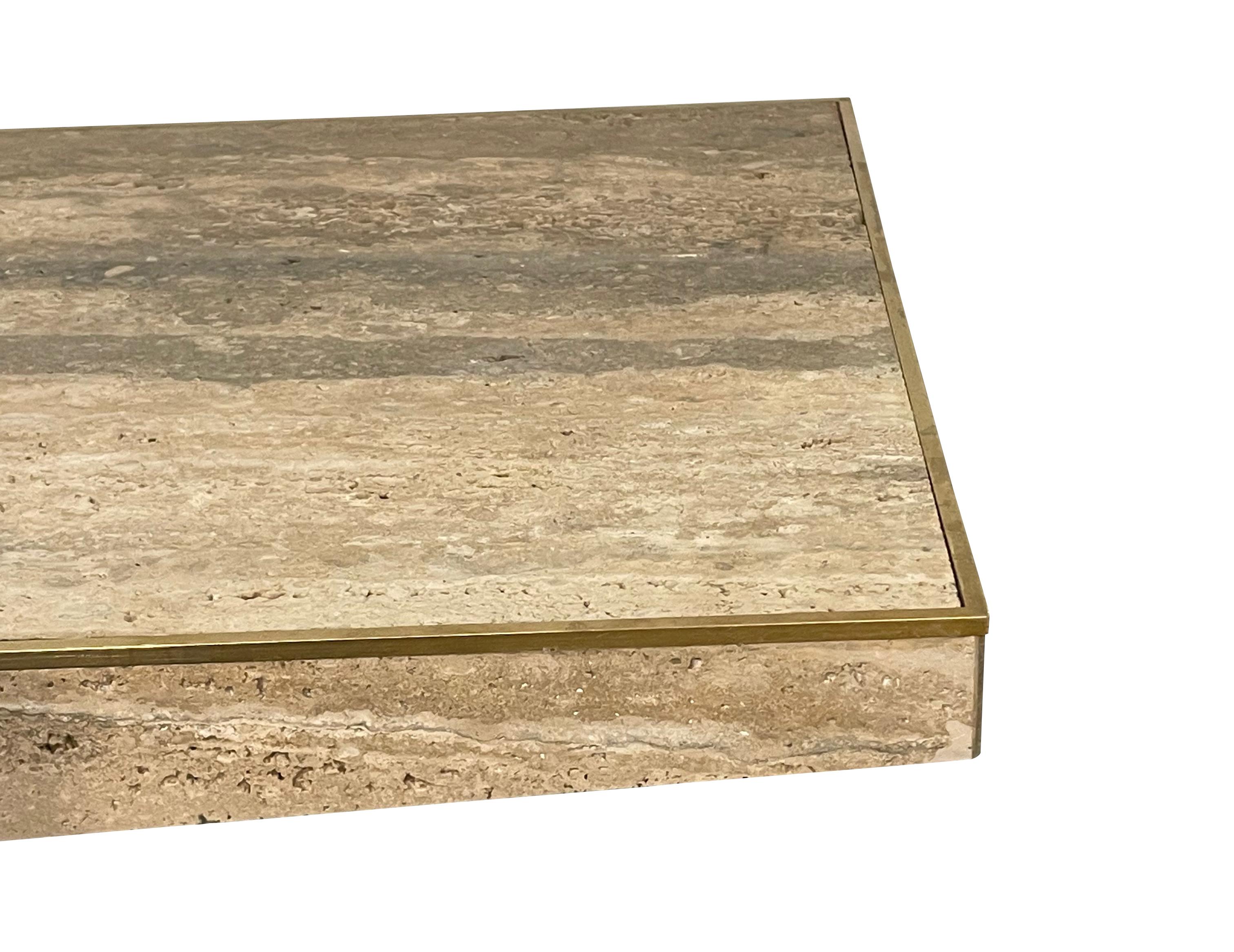 italien Table console en travertin de couleur argent, Italie, milieu du siècle dernier en vente