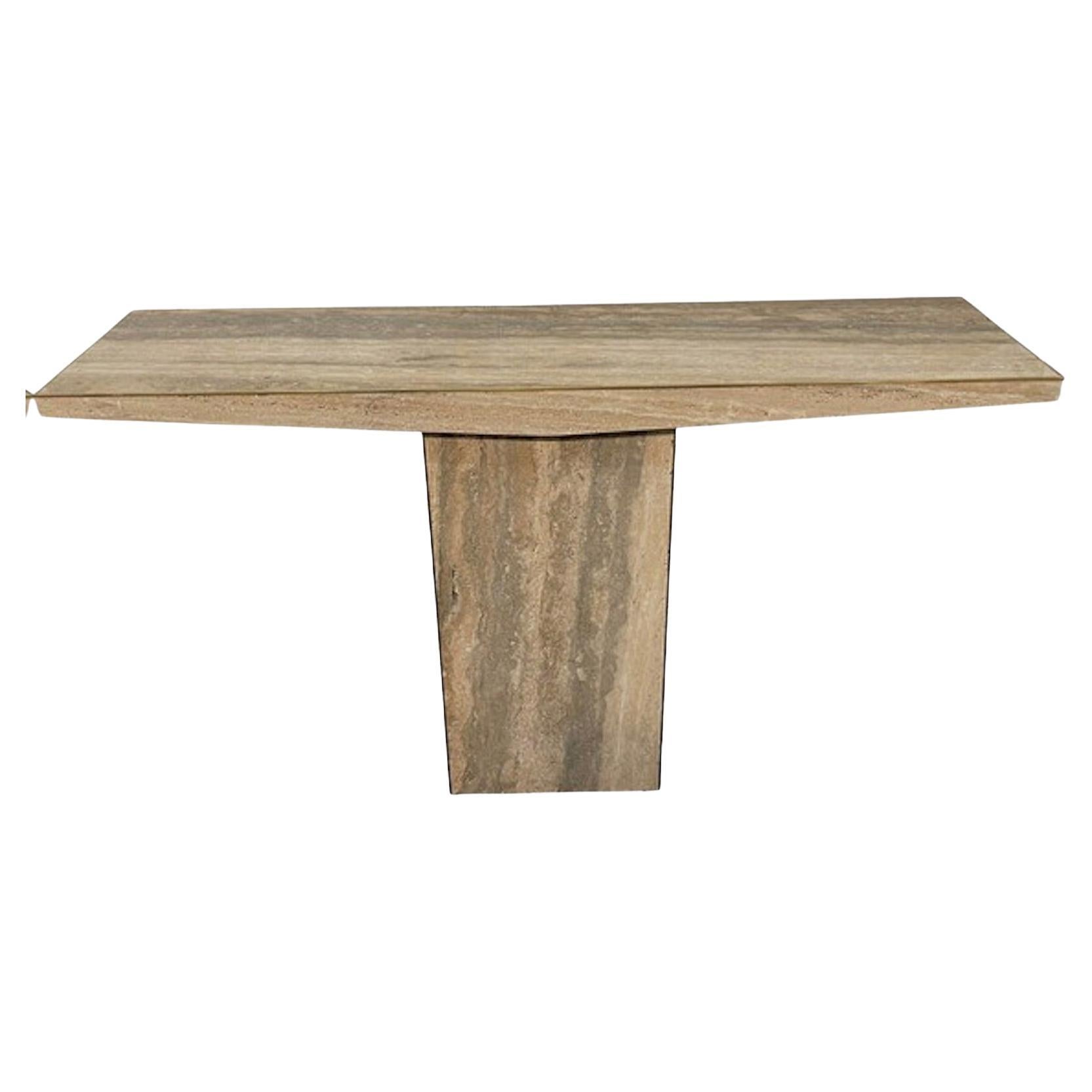Silver Color Travertine Console Table, Italy, Mid Century