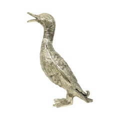 Silver-colored Duck Statue Sculpture Mauro Manetti Style 1970s