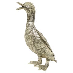 Silver-colored Duck Statue Sculpture Mauro Manetti Style 1970s