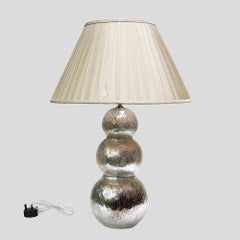 Silver colour Hand blown Murano Pulegoso glass technique table lamp