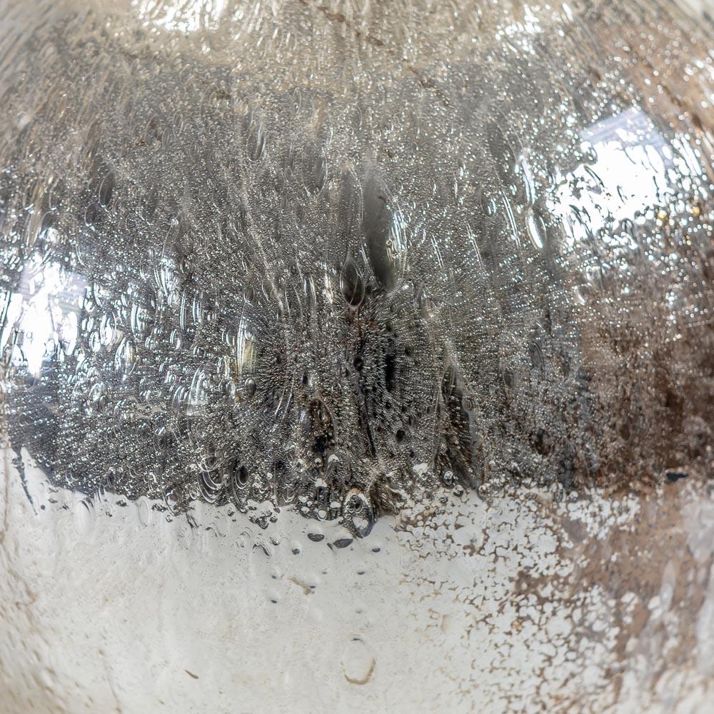 Lámpara de sobremesa de cristal de Murano soplado a mano con técnica Pulegoso de color plateado Italiano en venta