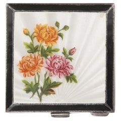 Silberner Kompakt mit Emaille, Großbritannien, von H. Clifford Davis Ltd., 1953