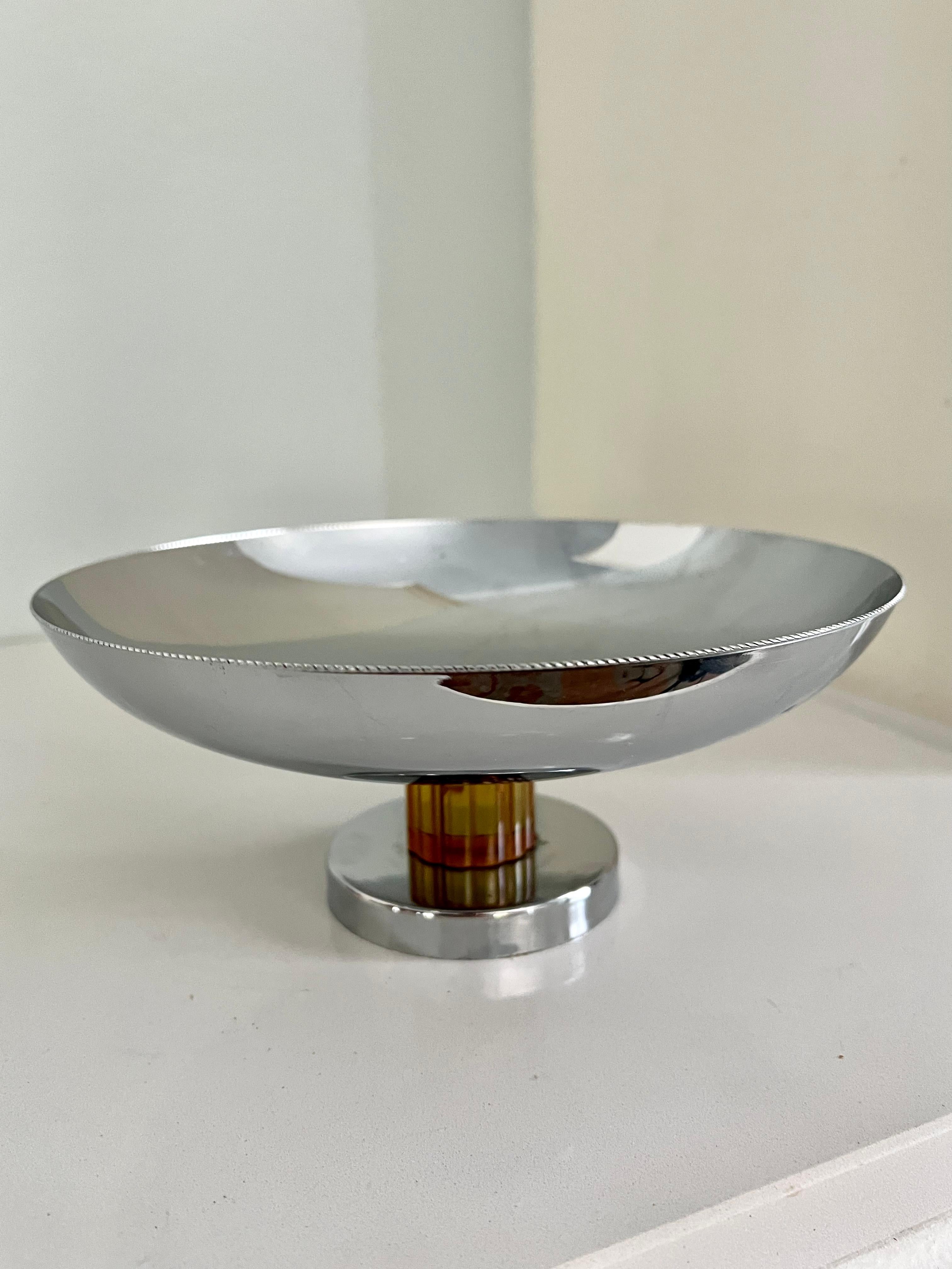 Silver Compote with Amber Stem For Sale 1