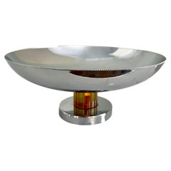 Vintage Silver Compote with Amber Stem