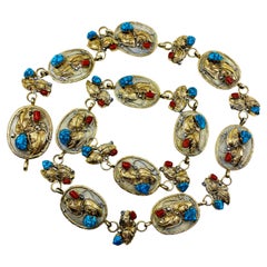 Silver Concho Belt Vintage 12k Gold Coral Turquoise
