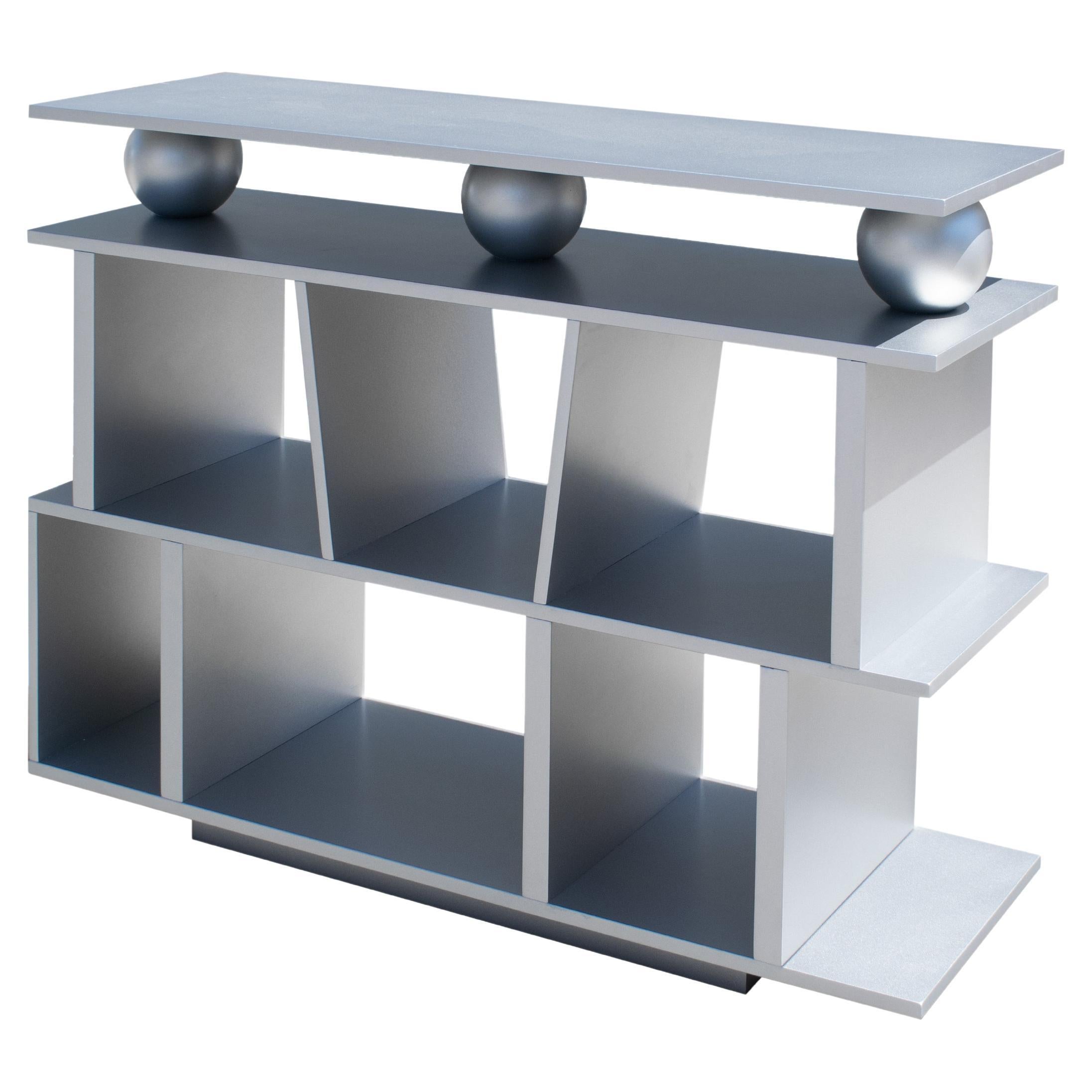 Silver Console Table / Dj Box for Turntables and Vinyls For Sale