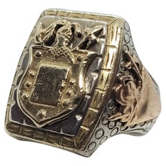 Gravierbarer Ring mit Wappen aus Silber, Kupfer und Messing, für Herren