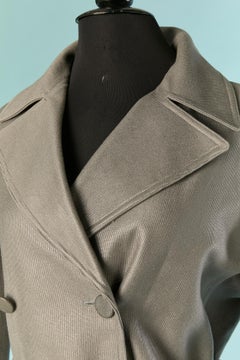 Silver cotton Pea Coat with leather button and belt ALAIA