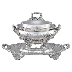 Silver Covered Tureen on Stand by John Bridge