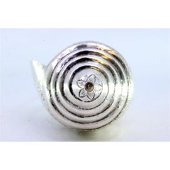 Silver cowrie shell with engraved floral motifs