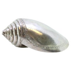Silver cowrie shell with engraved floral motifs