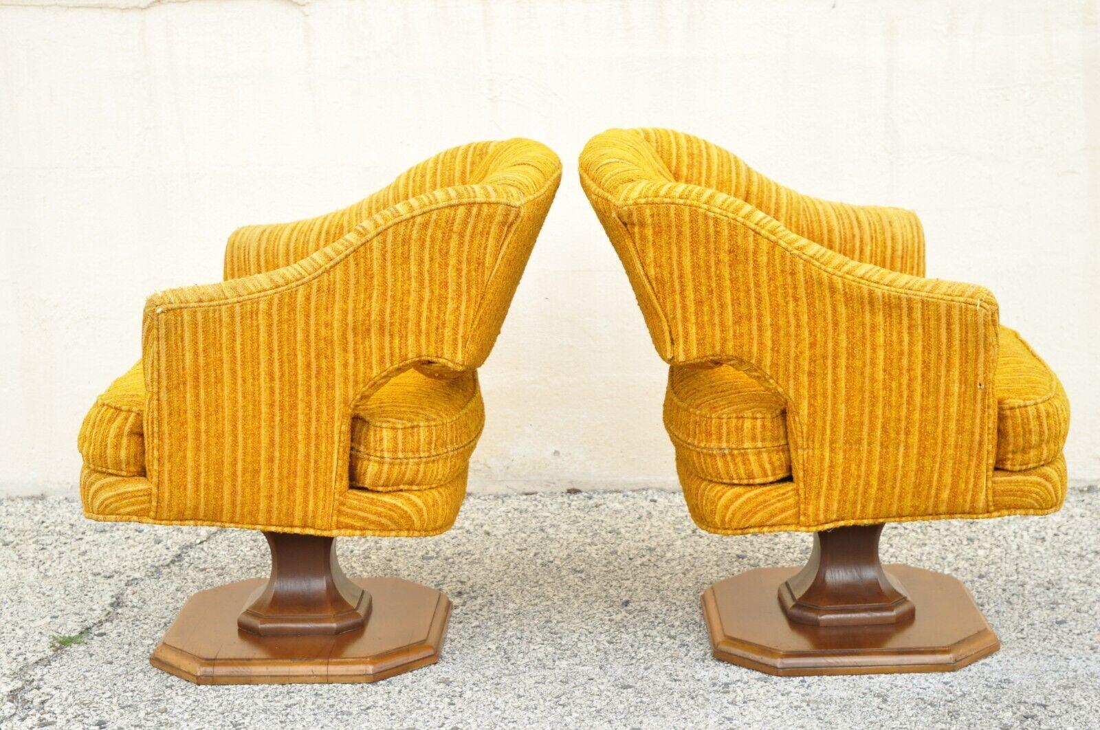 Mid-Century Modern Silver Craft Orange Mid Century Modern Swivel Club Lounge Chairs - a Pair