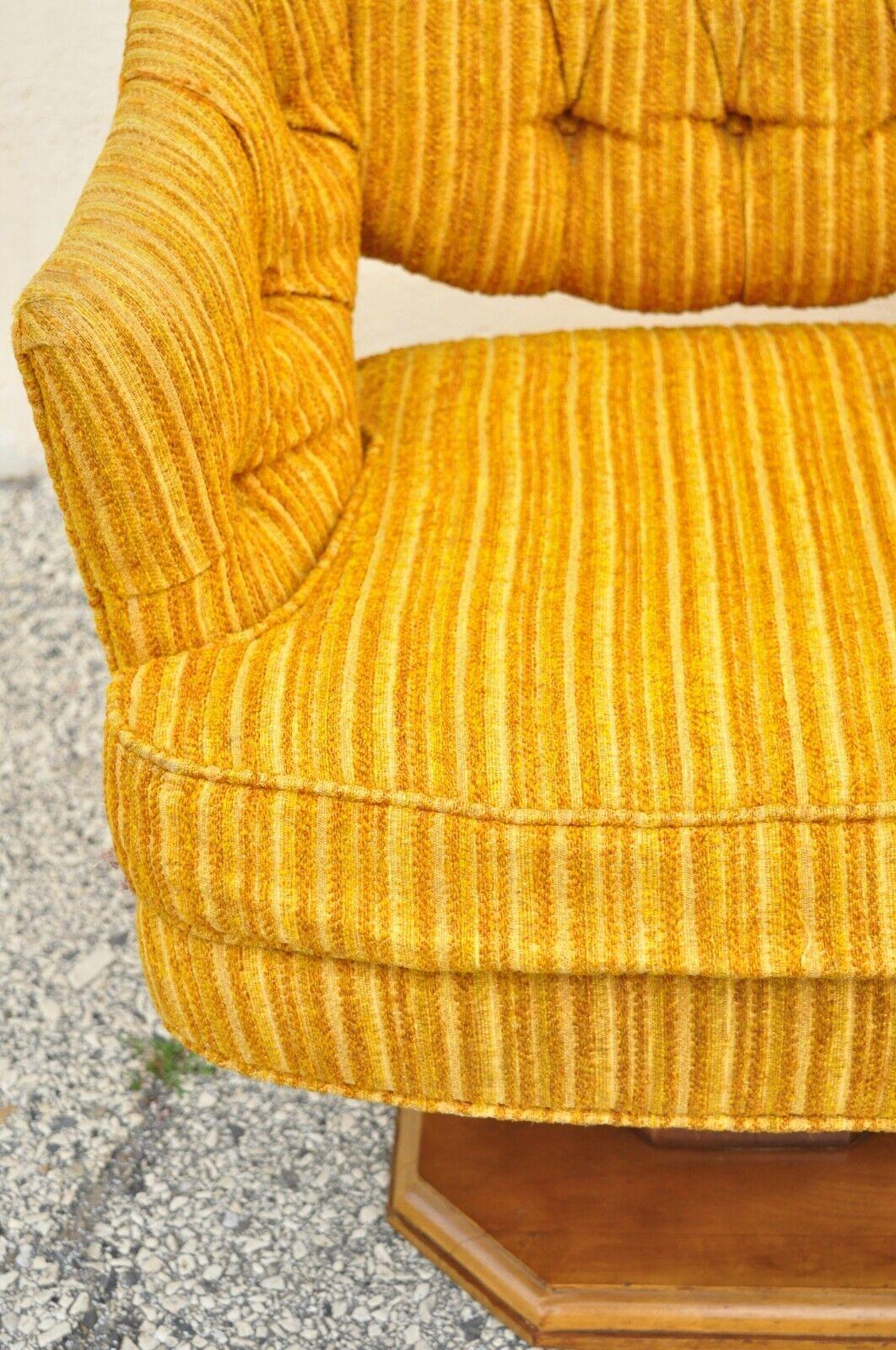 Silver Craft Orange Mid Century Modern Swivel Club Lounge Chairs - a Pair 1