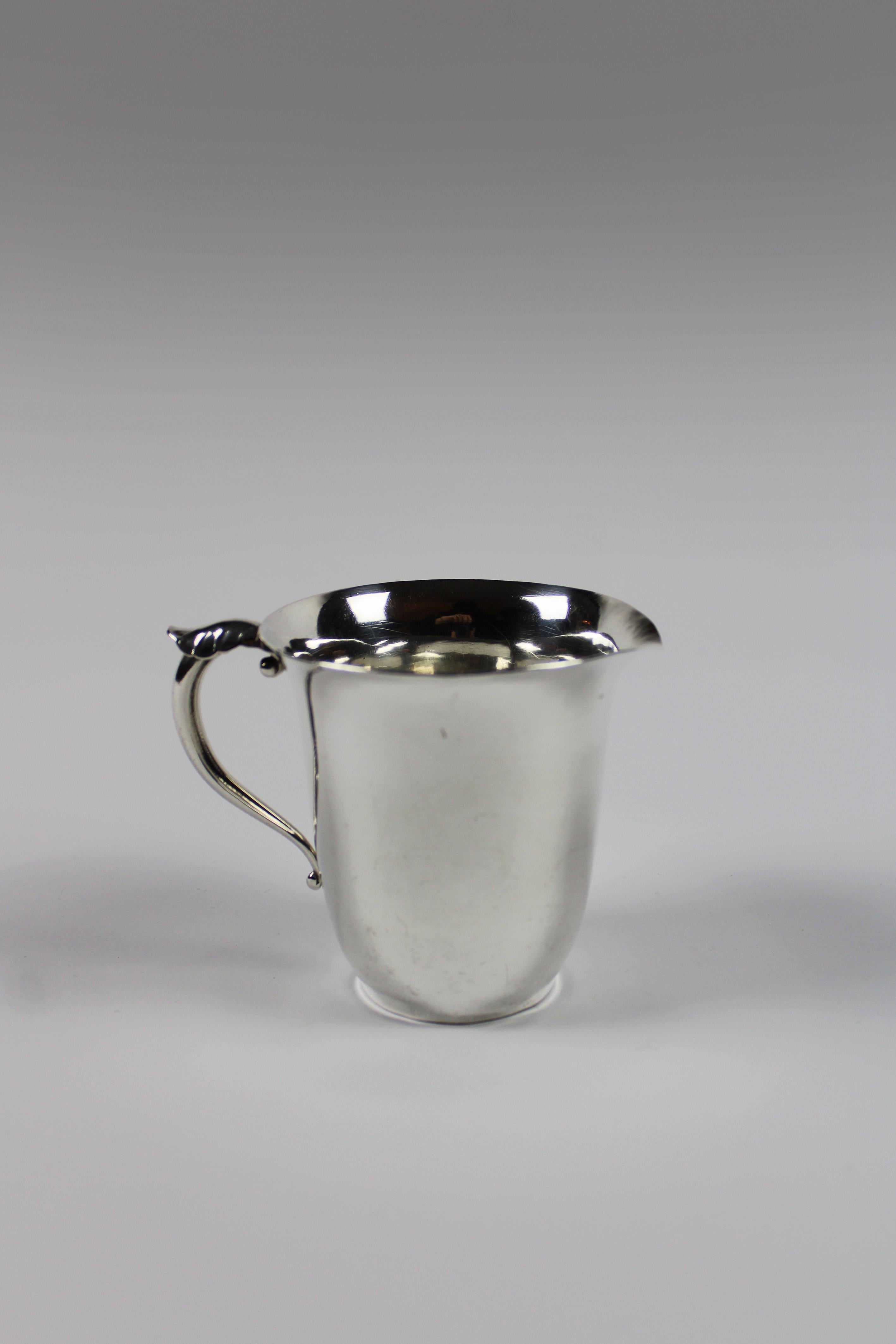 Hammered Silver Cream Jug Georg Jensen Sterling Silver Cup by Harald Nielsen 1938 Denmark For Sale