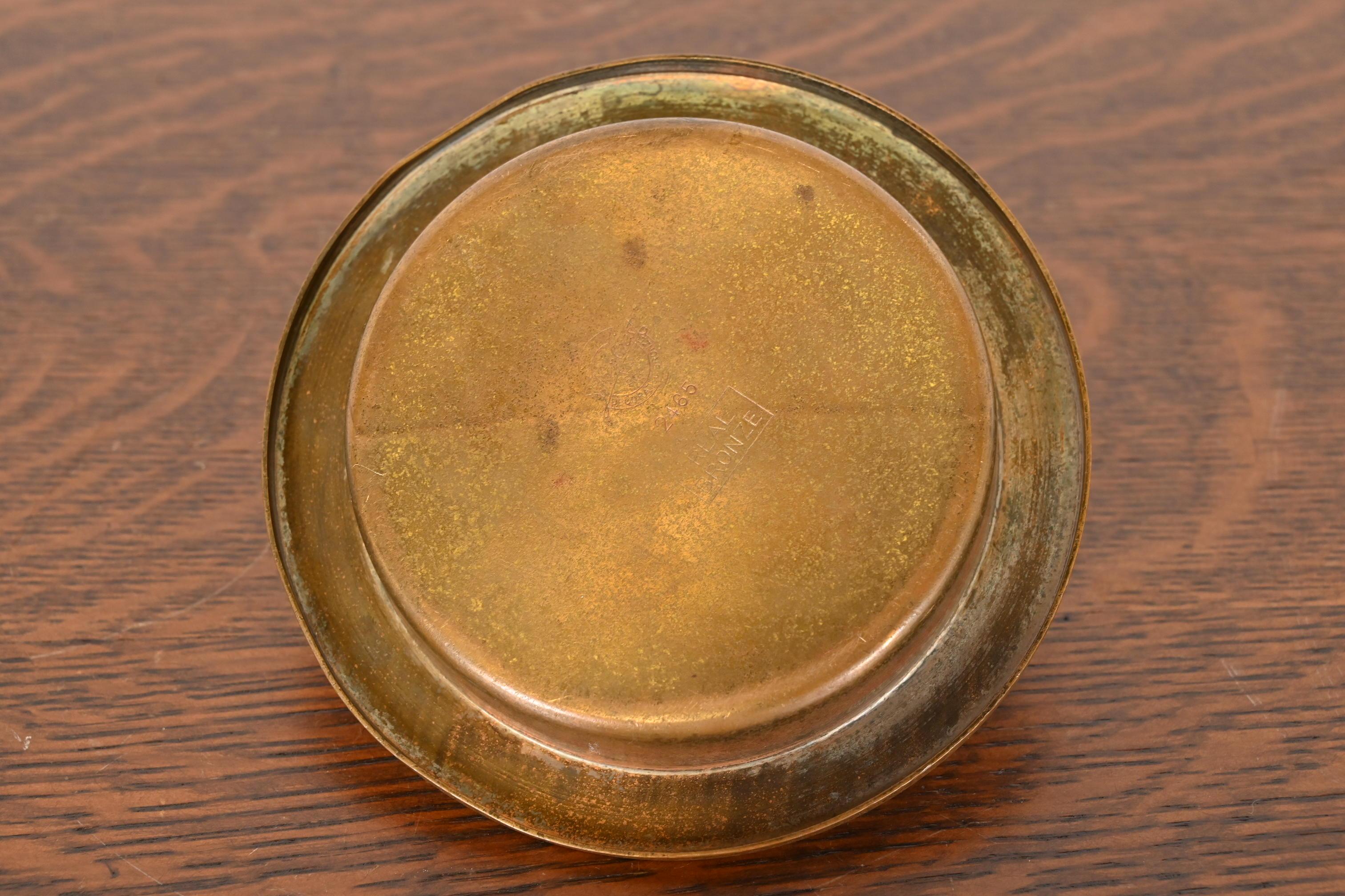 Silver Crest Arts & Crafts Nautical Bronze Ashtray With Match Box Holder For Sale 3