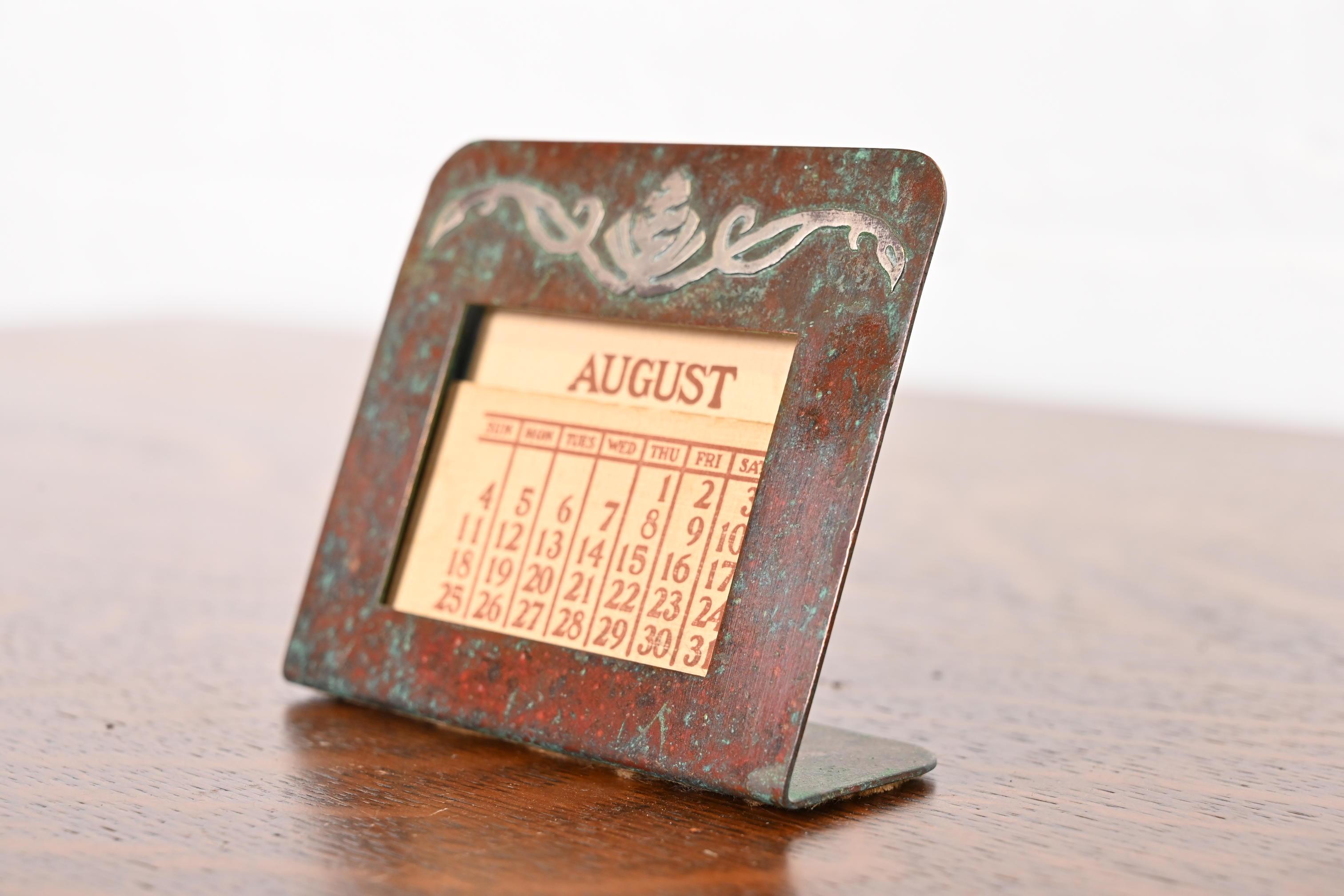 American Silver Crest Arts & Crafts Sterling Silver on Bronze Calendar or Picture Frame