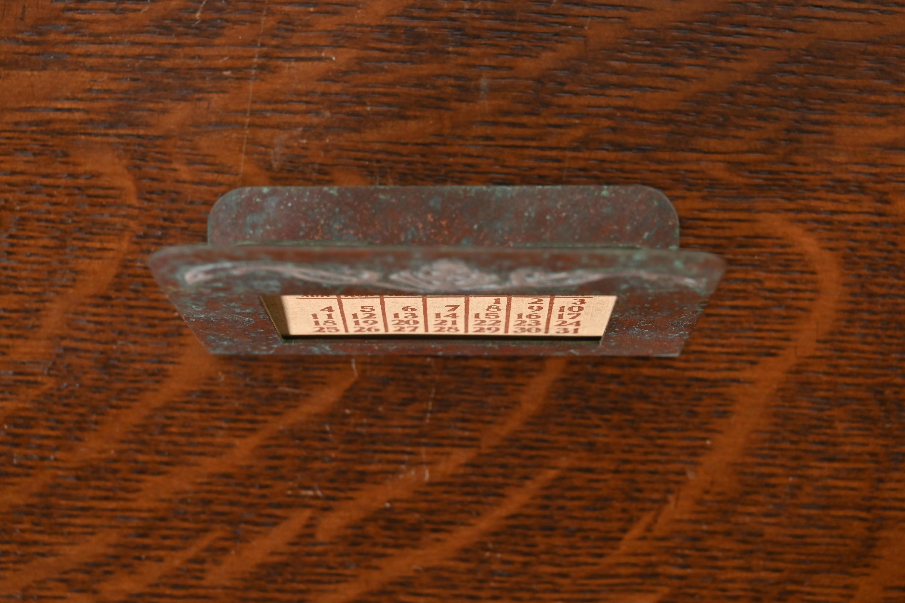 Silver Crest Arts & Crafts Sterling Silver on Bronze Calendar or Picture Frame In Good Condition In South Bend, IN
