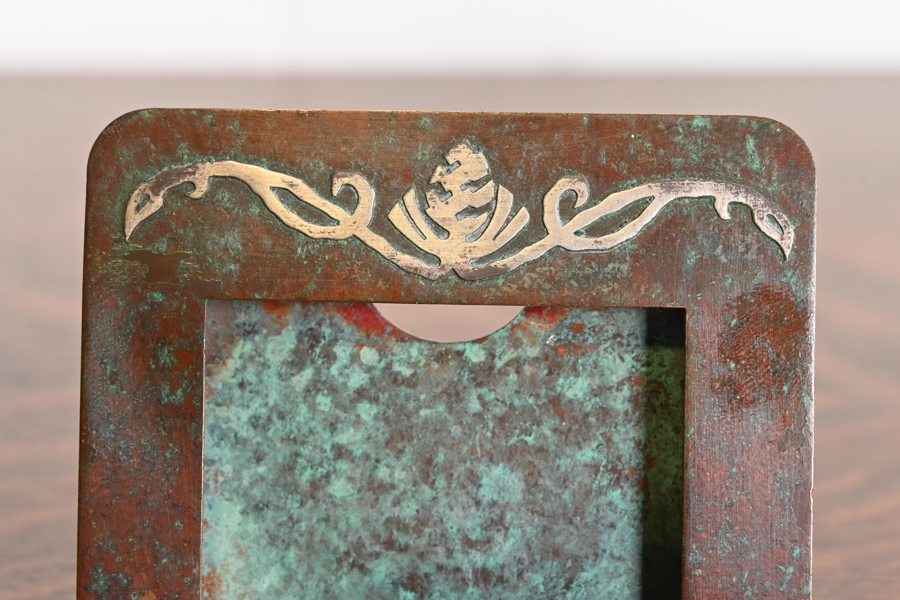 Early 20th Century Silver Crest Arts & Crafts Sterling Silver on Bronze Calendar or Picture Frame
