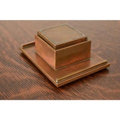 Silver Crest Arts & Crafts Sterling Silver on Bronze Inkwell
