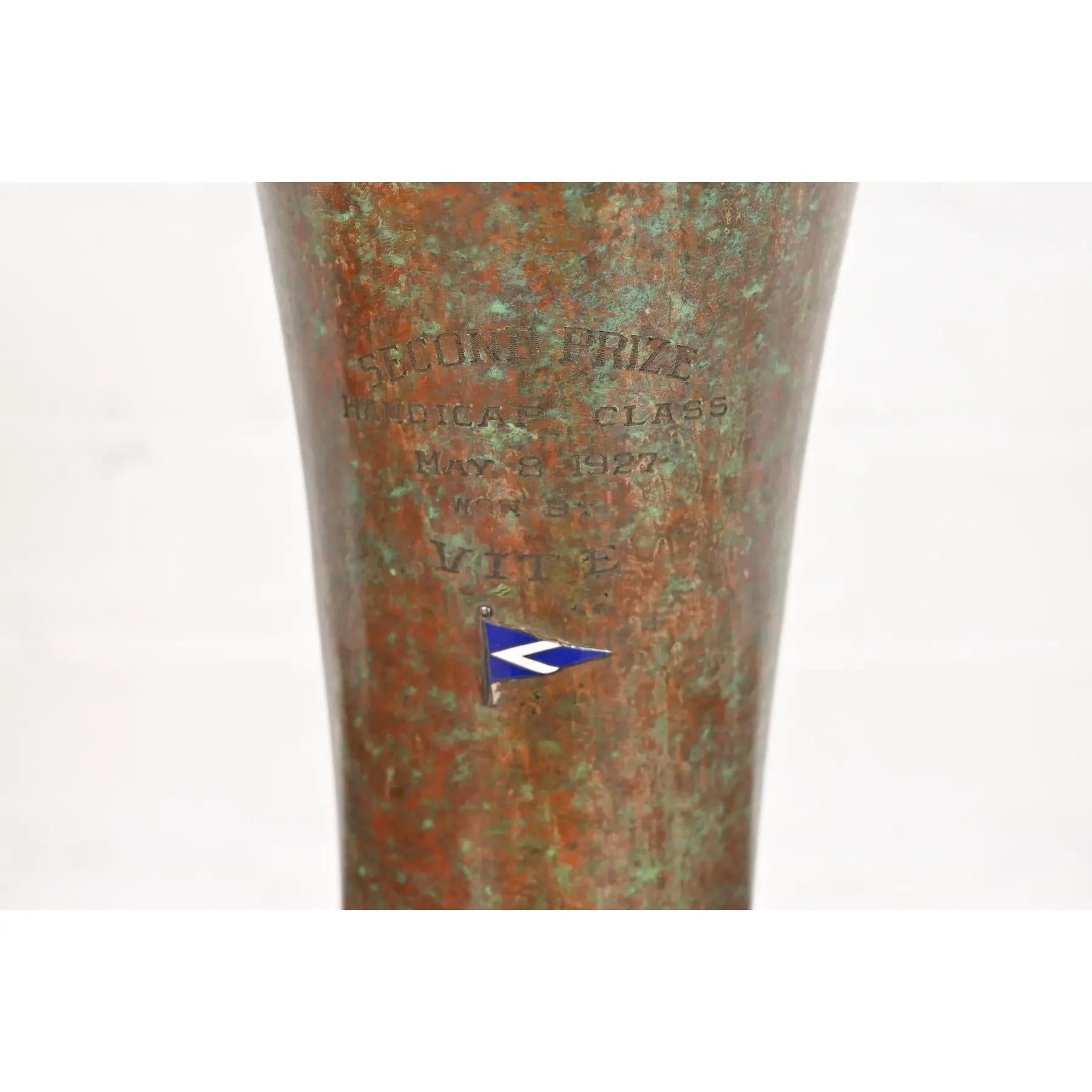 Silver Crest Arts & Crafts Sterling Silver on Bronze Vase For Sale 4