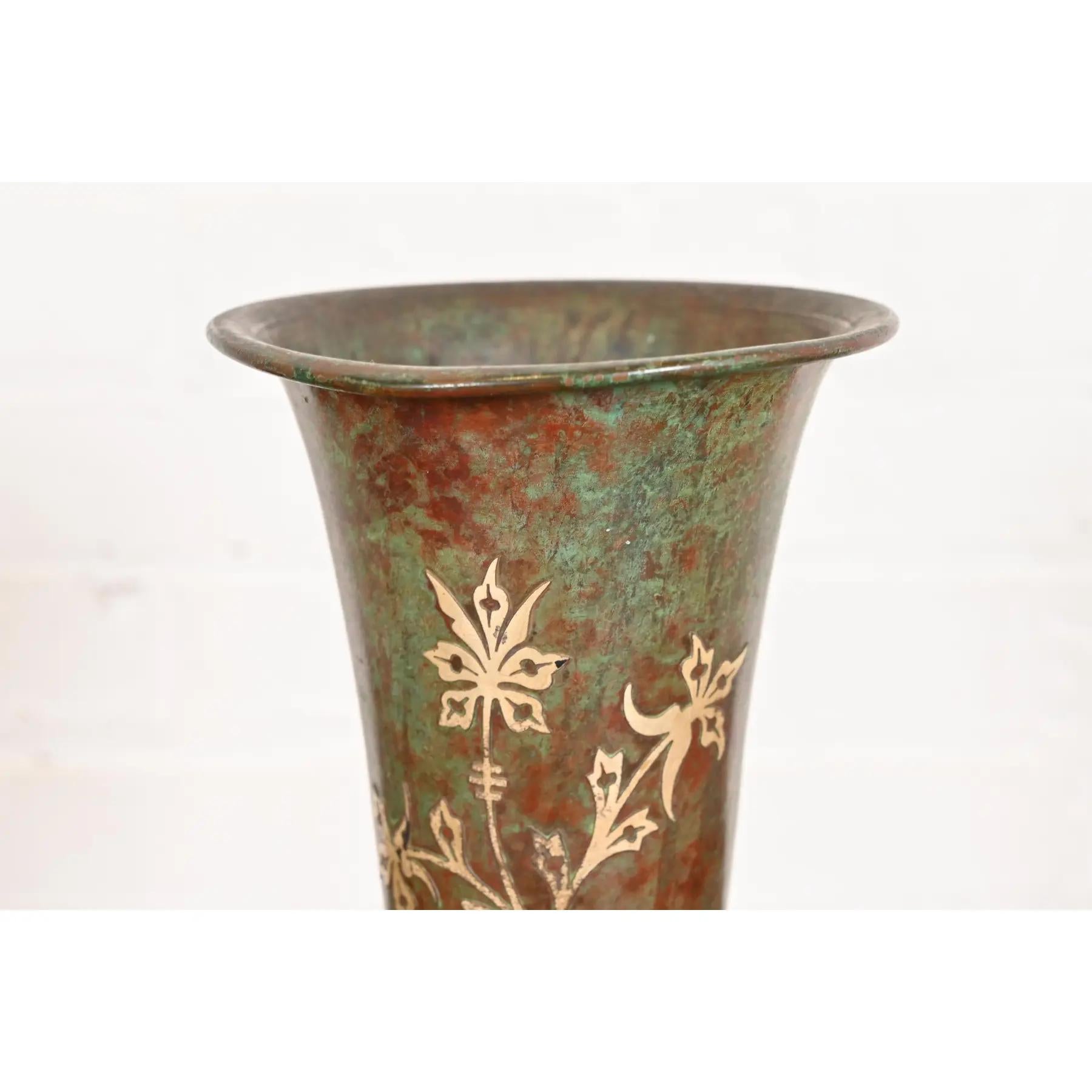 Silver Crest Arts & Crafts Sterling Silver on Bronze Vase For Sale 1