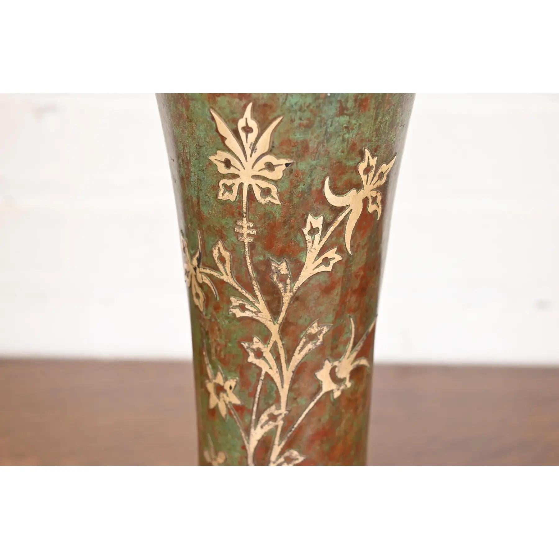 Silver Crest Arts & Crafts Sterling Silver on Bronze Vase For Sale 2